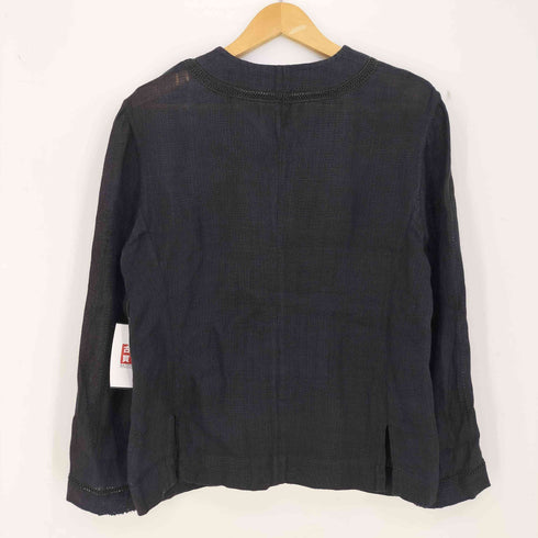 イッセイミヤケ ISSEY MIYAKE 1997 90s リネン ノーカラーベースボールシャツ ジャケット レディース JPN:M